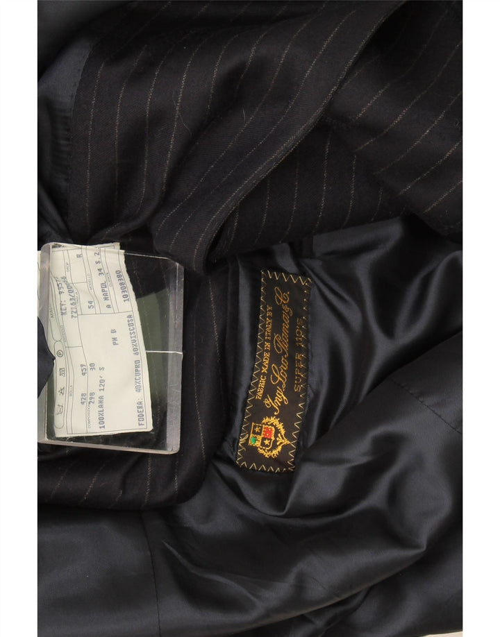 Loro Piana Jachetă pentru bărbați cu 3 nasturi IT 54 2XL Lână cu dungi albastru bleumarin