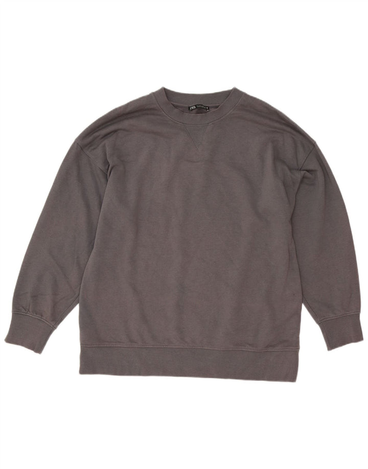 Pulover supradimensionat pentru femei Zara UK 10 Bumbac gri mic