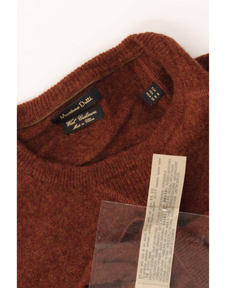 Pulover Massimo Dutti pentru bărbați cu gât crew pulover din lână maro mediu