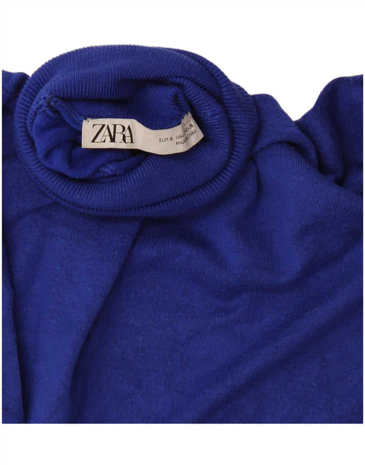 Pulover cu gât rulat Zara pentru femei UK 10 Mic Bleumarin