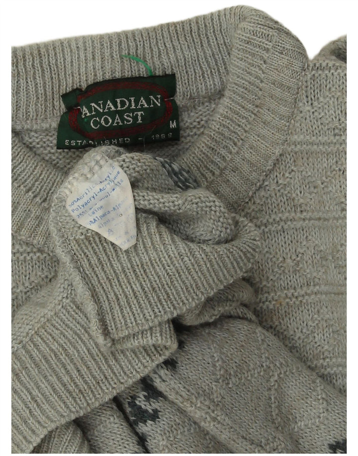 Pulover pentru bărbați CANADIAN cu gât roșu, gri mediu, cu dungi acrilice