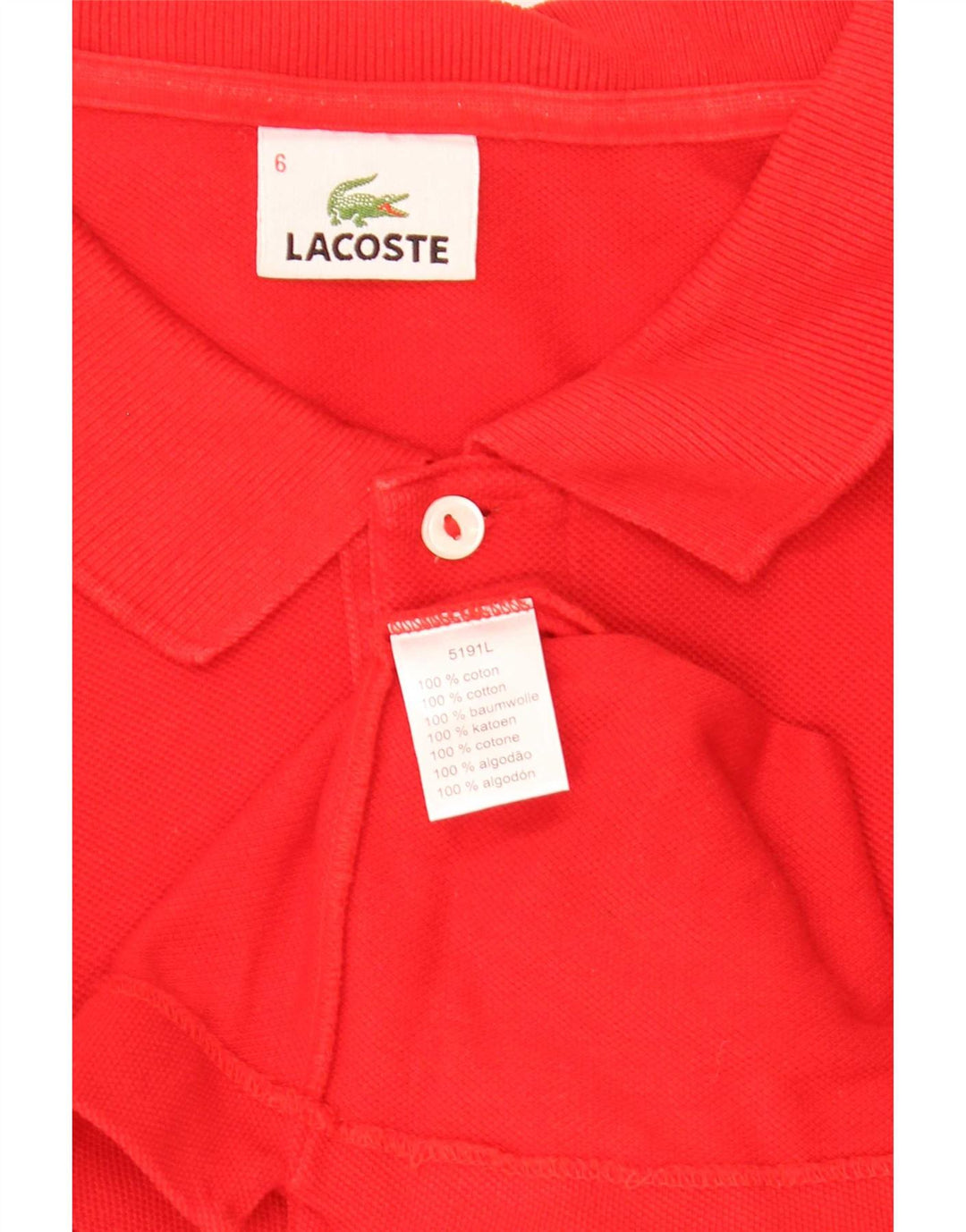 Tricou polo pentru bărbați Lacoste Mărimea 6 XL Bumbac roșu