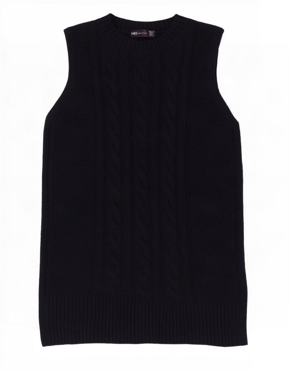 Marks & Spencer Womens Vest Tank Top UK 10 Small Navy Blue Polyester