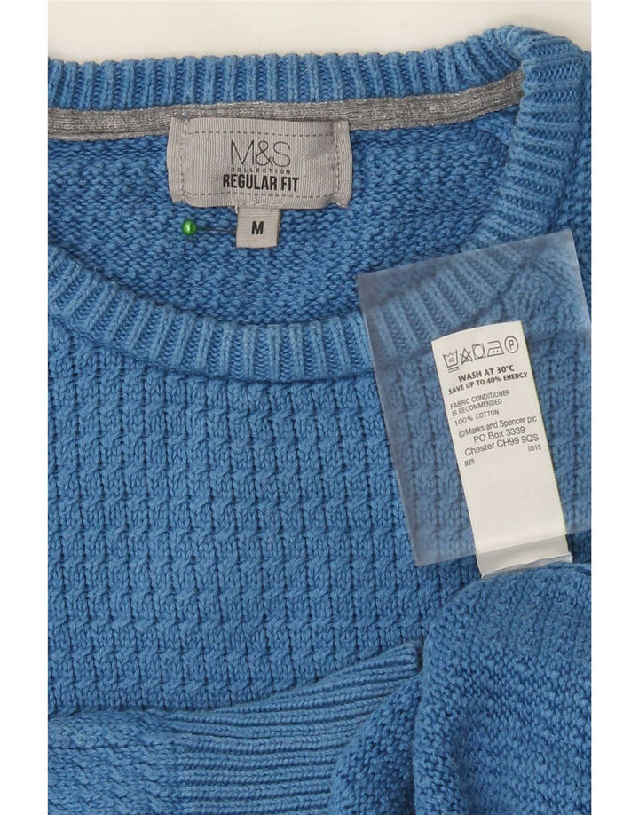 Pulover pentru bărbați Marks & Spencer, cu formă regulată, cu gâtul turn, albastru mediu