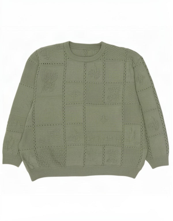 Pulover vintage pentru femei cu gât turnut, UK 20 2XL Verde