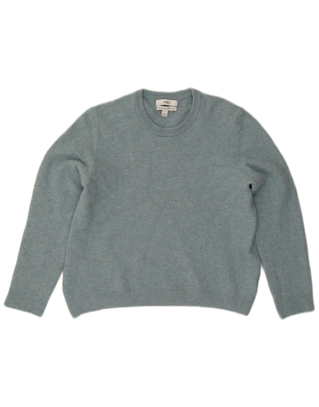 Pulover pentru femei Marks & Spencer cu decolteu triplu UK 14 mare, albastru, lana de miel