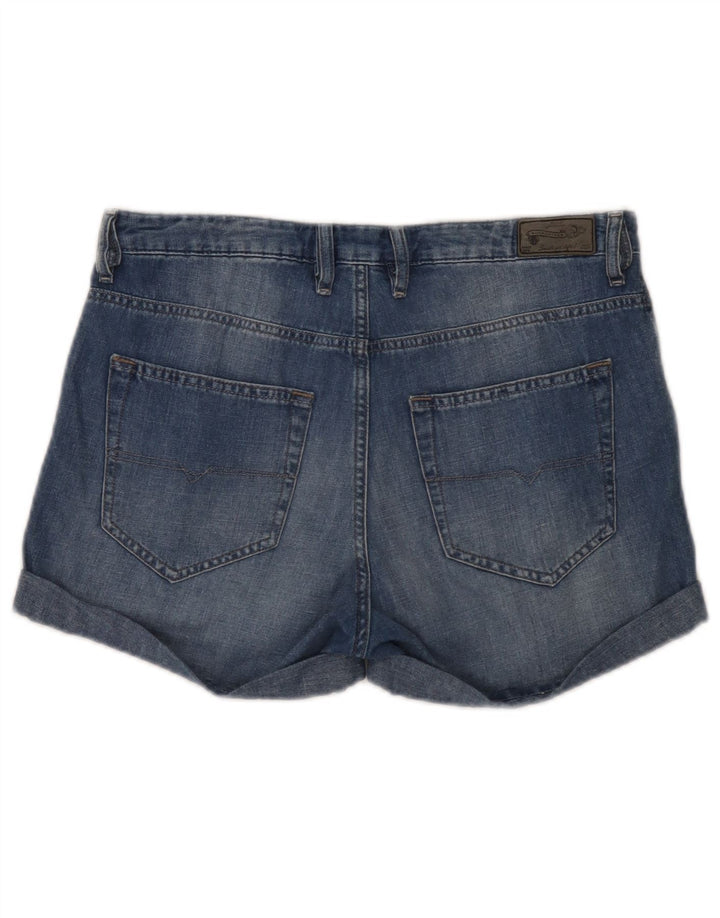 Pantaloni scurți din denim pentru femei Diesel W28, bumbac albastru mediu