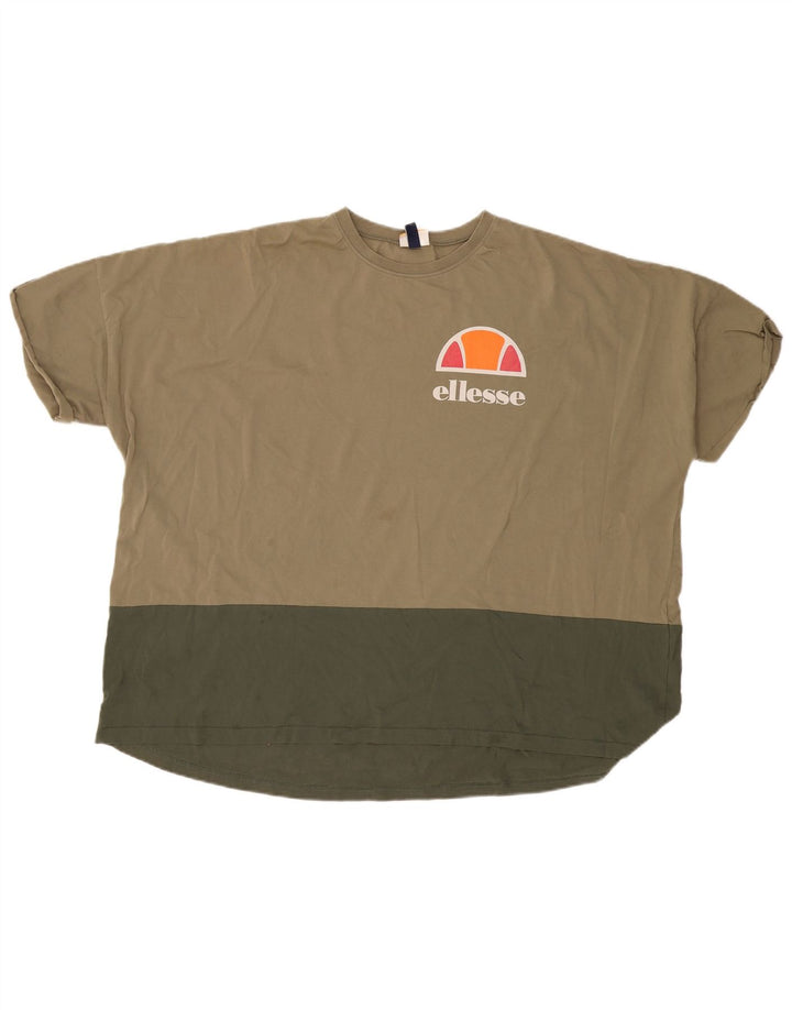 Tricou cu grafic supradimensionat pentru femei Ellesse Top UK 12 Medium Khaki Colorblock