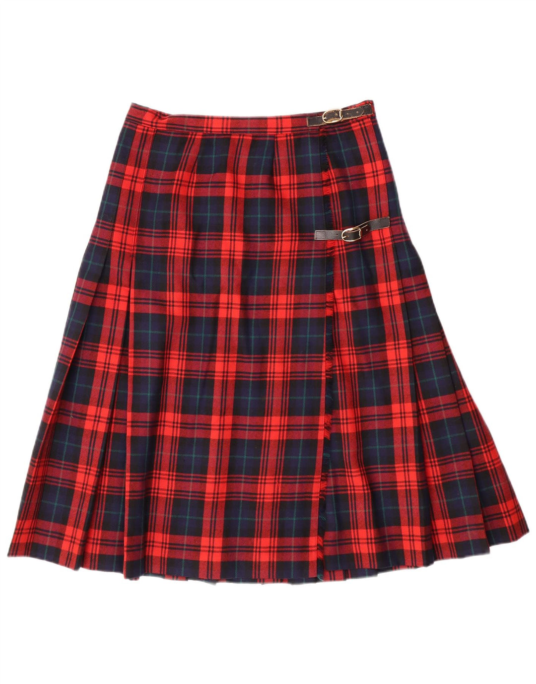 Fusta plisată cuțit vintage pentru femei IT 42 Medium W28 Lână virgină cu carouri roșii