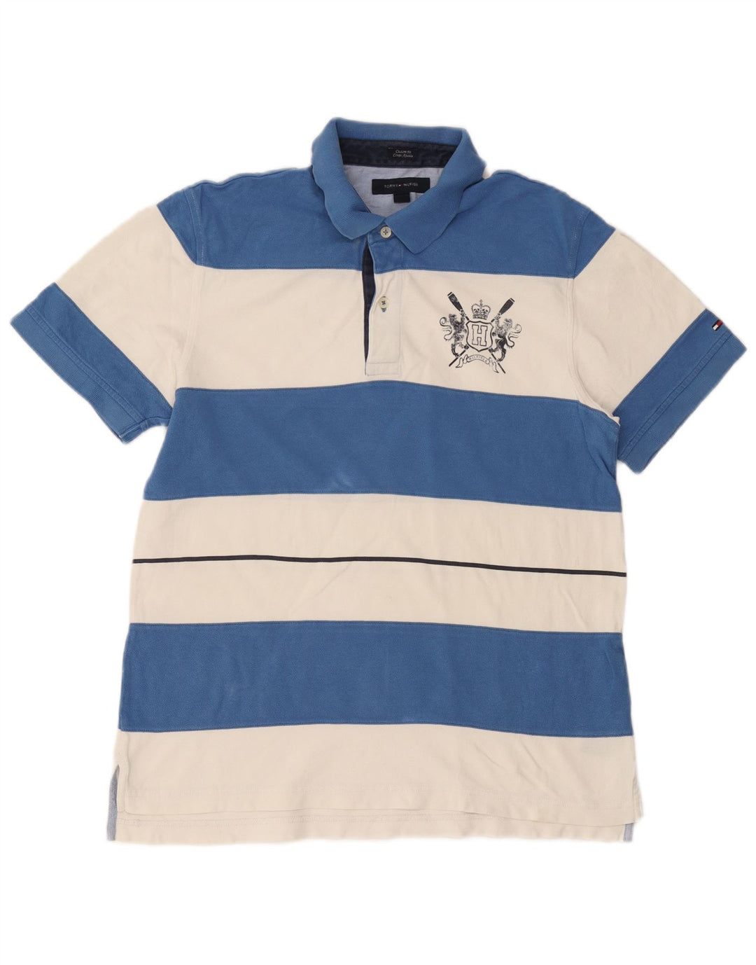 Tricou polo personalizat pentru bărbați Tommy Hilfiger, bumbac cu dungi albastre mari