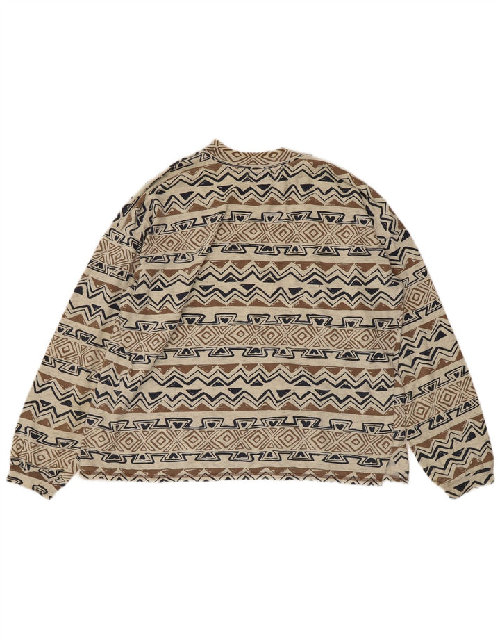 ARIZONA Womens Oversized Sweatshirt Jumper UK 16 Large Beige Geometric