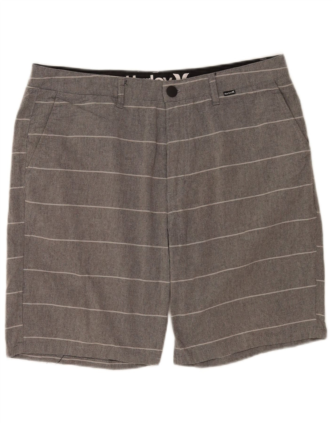 Pantaloni scurți chino Hurley pentru bărbați W32, bumbac cu dungi gri medii