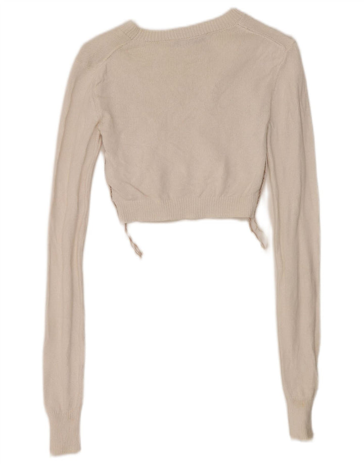 Crop Top pentru femei Zara cu mânecă lungă UK 6 XS Alb