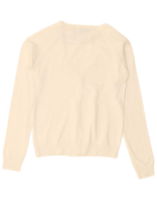Pulover cardigan pentru femei Zara UK 10 mic bumbac alb