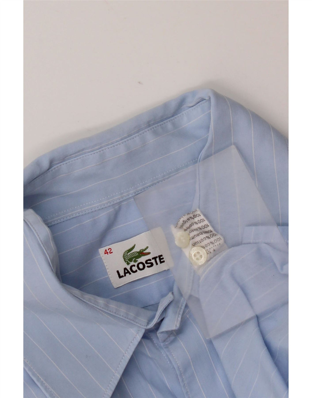 Cămașă pentru bărbați Lacoste Mărimea 42 Bumbac mare cu dungi albastre