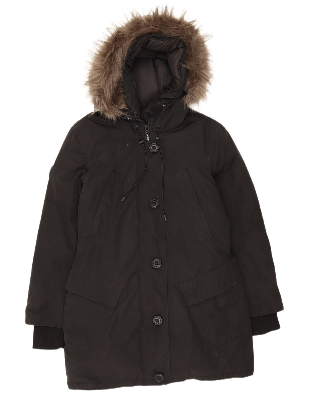 Palton căptușit supradimensionat pentru femei Superdry UK 10 Poliester negru mic