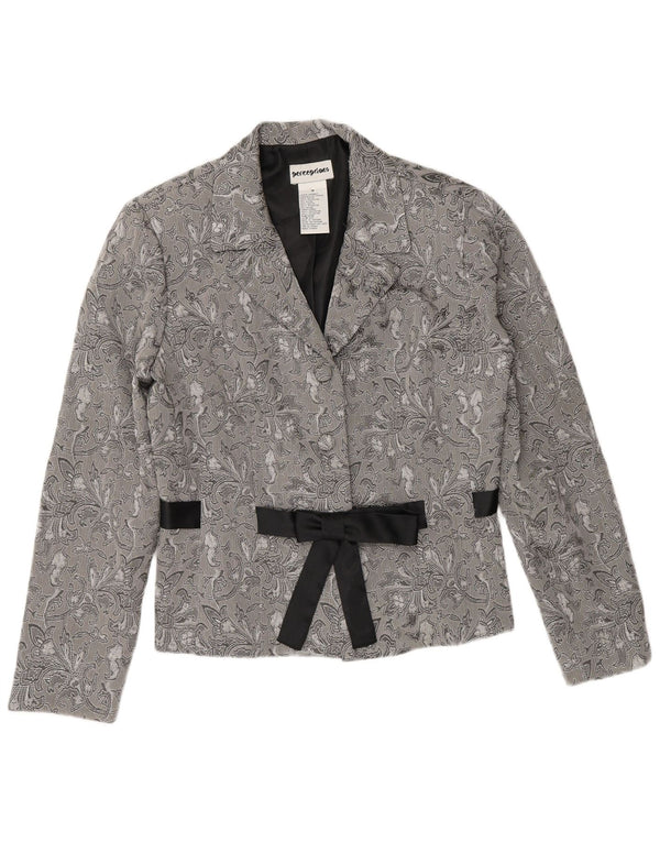 Jachetă Blazer Femei Perceptions cu 2 nasturi UK 8 Mic, gri, raion floral