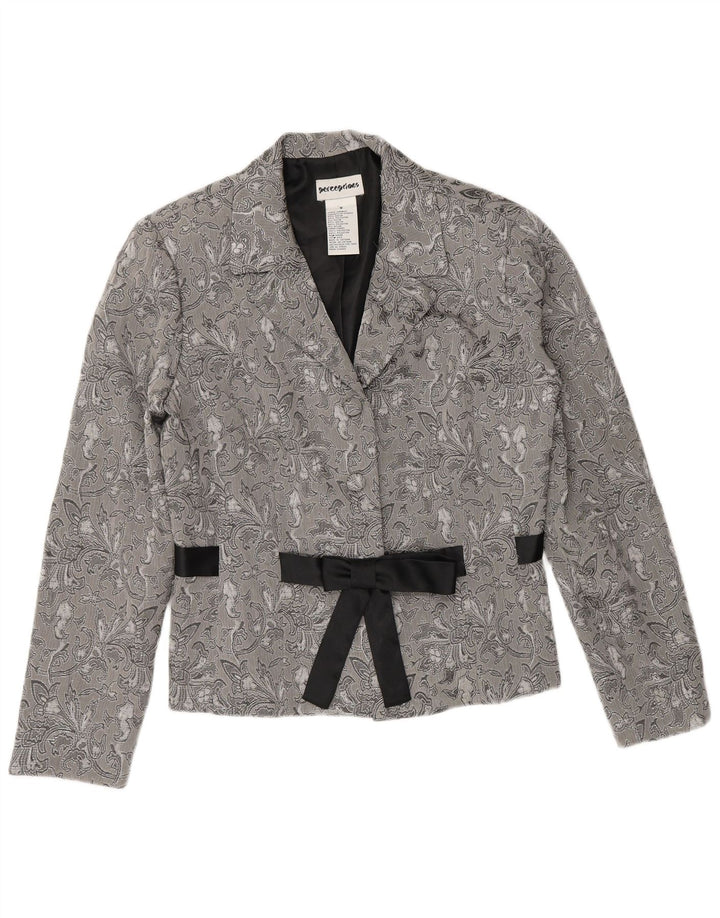 Jachetă Blazer Femei Perceptions cu 2 nasturi UK 8 Mic, gri, raion floral