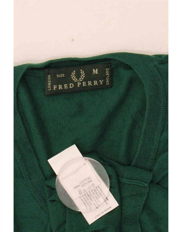 Pulover pentru bărbați Fred Perry cu decolteu în V, bumbac verde mediu