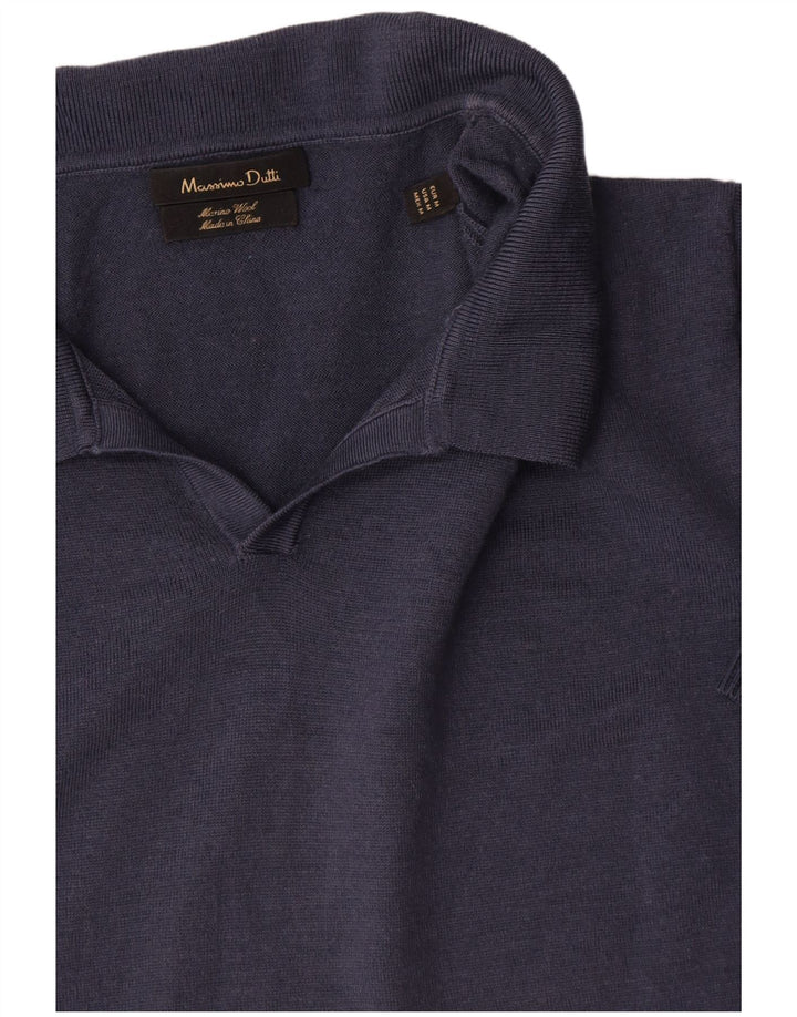 Pulover Massimo Dutti pentru bărbați, cu mânecă scurtă, cu gât polo, bleumarin mediu