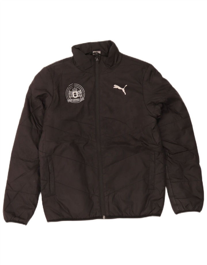 Jachetă căptușită cu grafică Puma pentru băieți 11-12 ani, neagră
