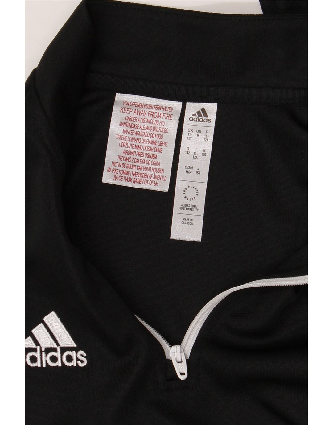 Adidas Boys Aeroready Zip Neck Pullover Trening Top 11-12 ani negru