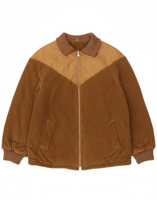 Jachetă vintage reversabilă din velur pentru femei UK 12 Medium Brown Colorblock