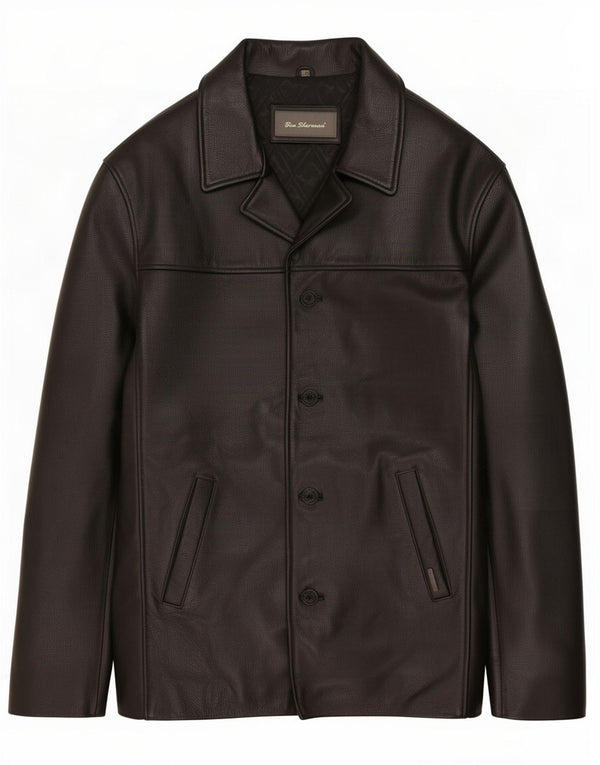 Ben Sherman Mens Leather Jacket UK 40 Large Black