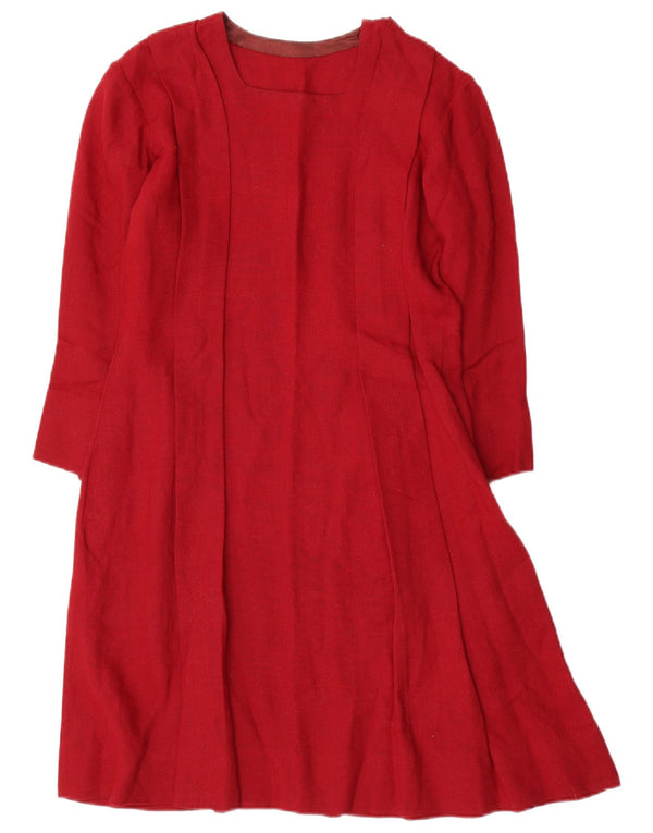 Rochie vintage pentru femei cu mâneci 3/4 A-Line UK 10 Small Red