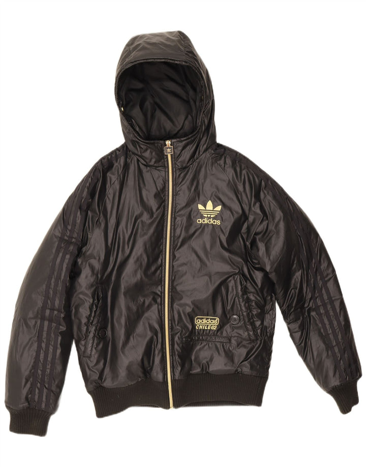 Geacă matlasată cu glugă pentru bărbați Adidas Marea Britanie 36 Mică Negru Poliester