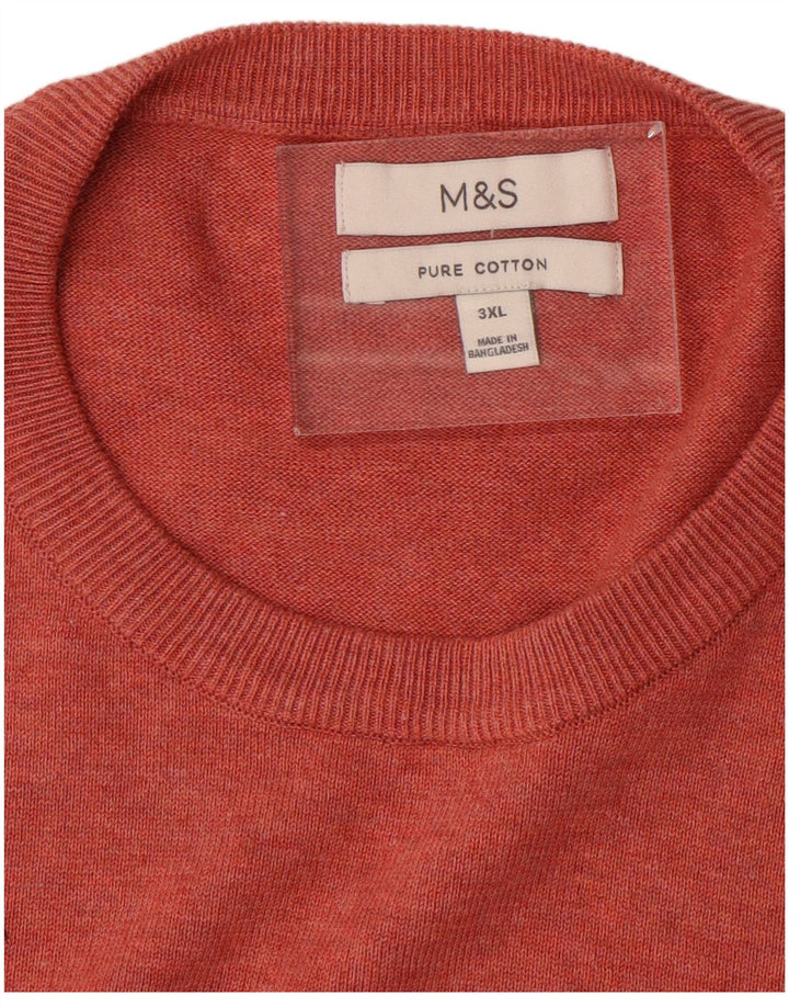 Pulover pentru bărbați Marks & Spencer cu gât roșu, bumbac roșu 3XL