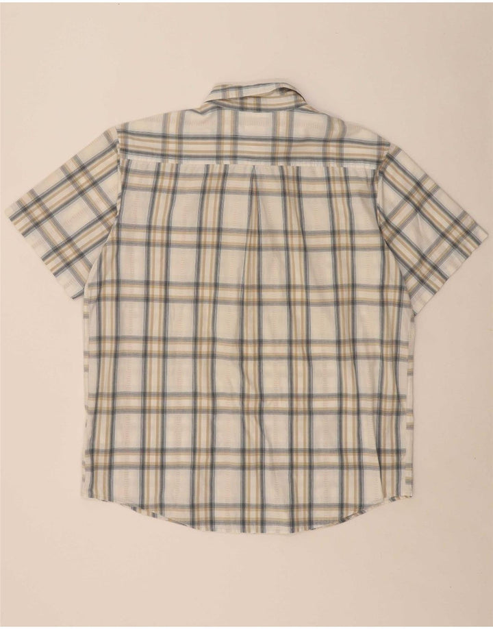 WRANGLER Mens Short Sleeve Shirt XL Beige Check Cotton