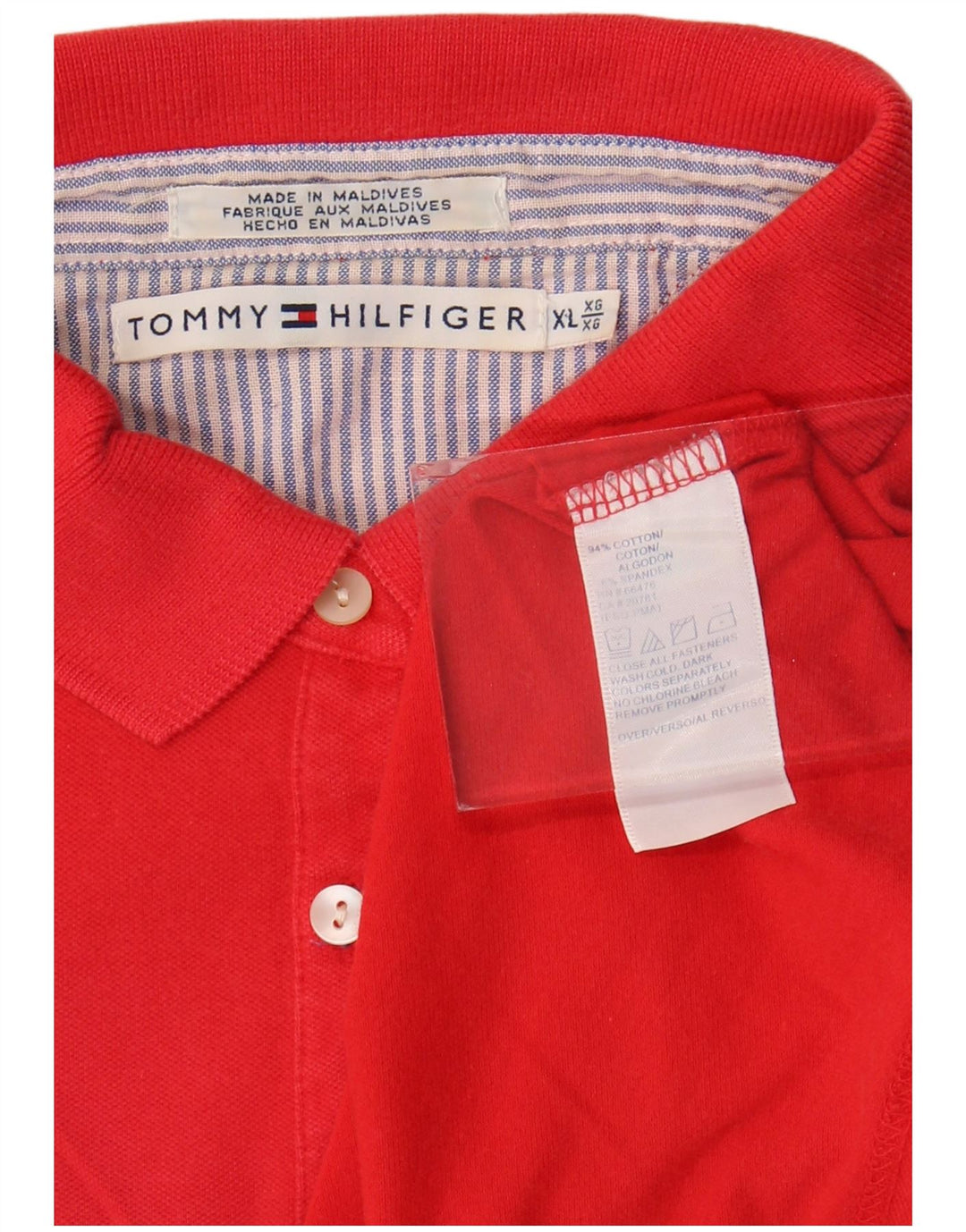 Tricou polo TOMMY HILFIGER pentru femei UK 18 XL bumbac roșu