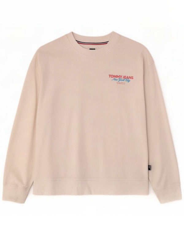 Tommy Hilfiger Pulover grafic pentru femei UK 14 Bumbac alb mediu