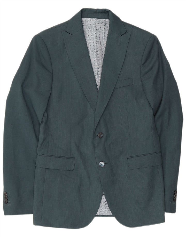 Sacou blazer pentru bărbați Zara, cu 2 nasturi, UK 36, verde mic