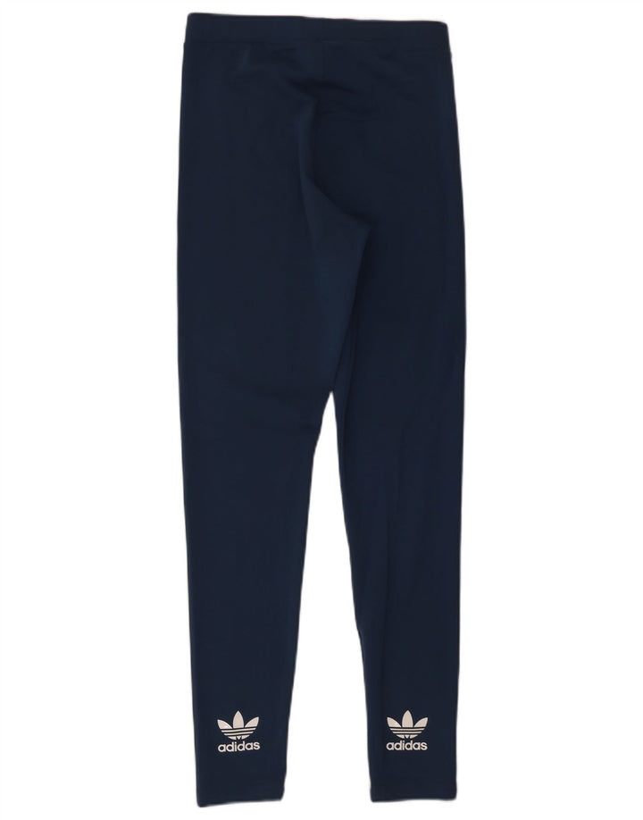 Leggings cu grafic pentru femei Adidas UK 10, poliester, albastru marin mic
