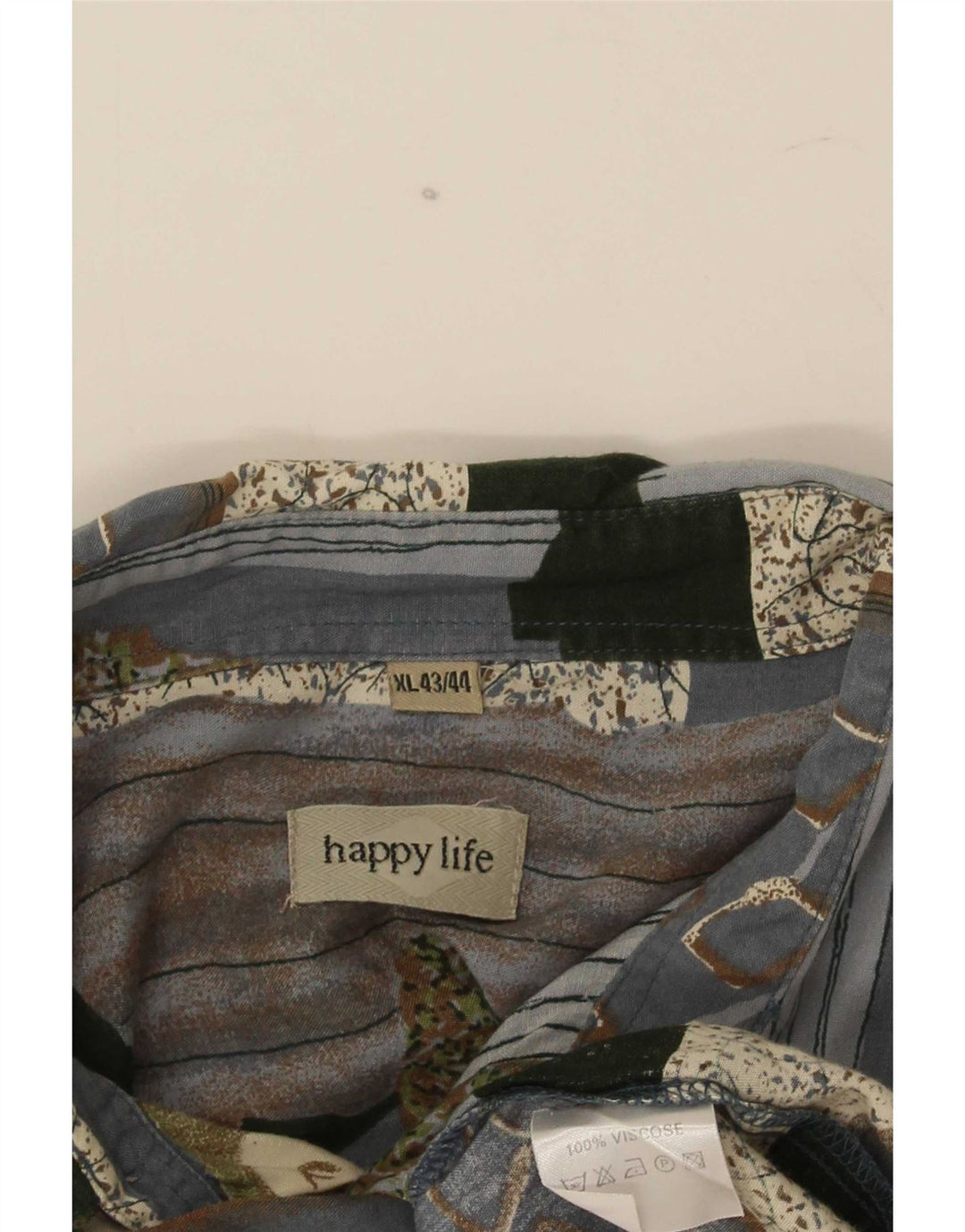 Cămașă pentru bărbați Happy Life Mărimea 43/44 XL Viscoză gri patchwork