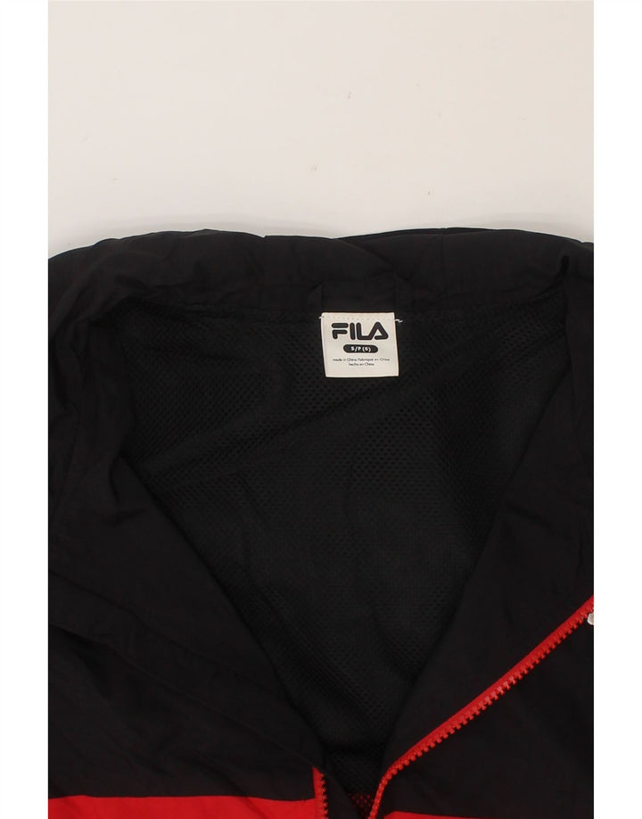 FILA Boys Graphic Windbreaker Jacket 5-6 Years Small Black Colourblock Vintage Fila and Second-Hand Fila from Messina Hembry 
