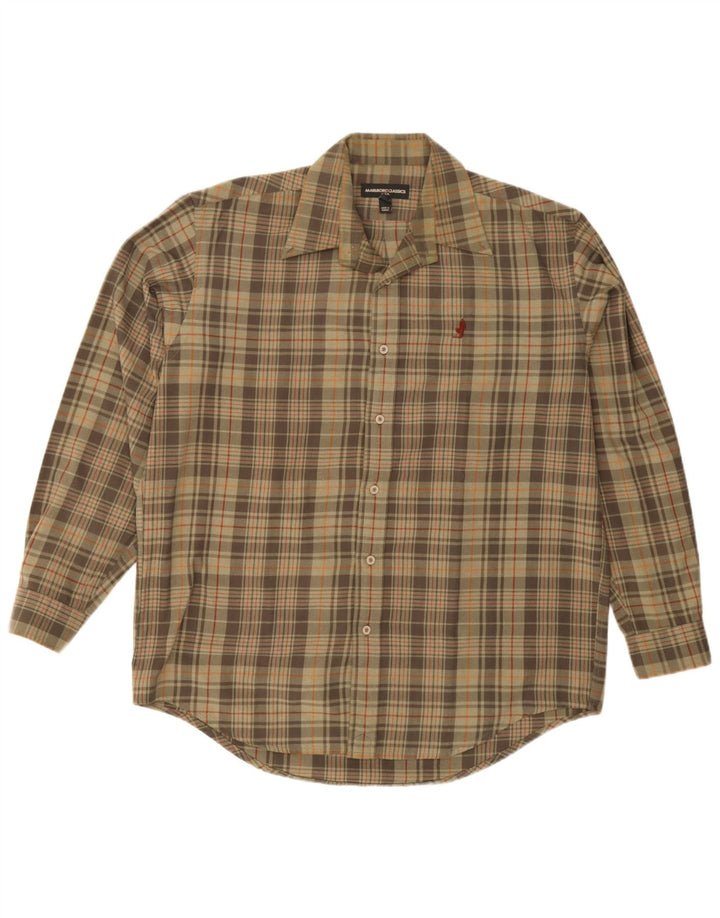Cămașă de flanel pentru bărbați Marlboro Classics, carouri mari, kaki