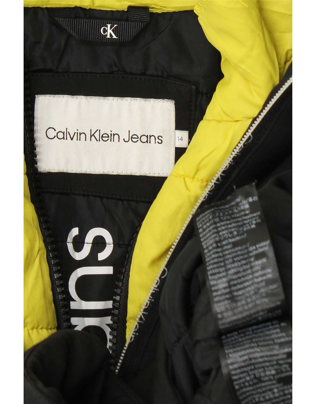 Jachetă căptușită cu glugă Calvin Klein Jeans pentru băieți 13-14 ani, poliester negru