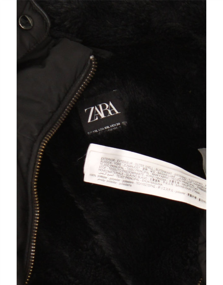 Jachetă căptușită cu glugă pentru femei Zara UK 20 2XL Poliester negru
