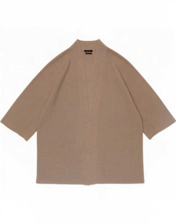 Massimo Dutti Pulover cardigan cu mânecă scurtă pentru femei UK 14 Maro mediu