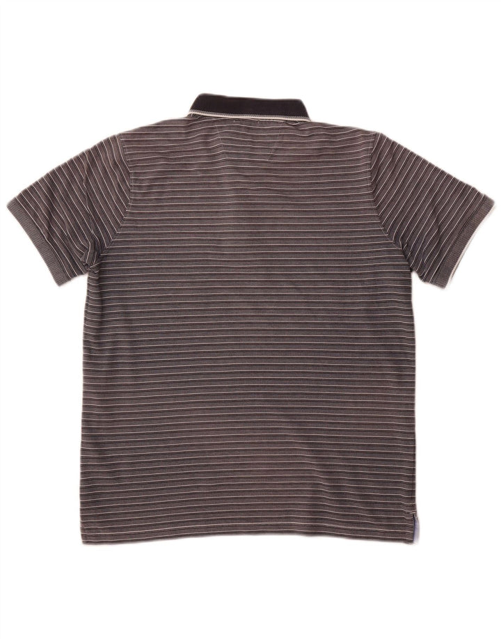 DANIEL HECHTER Tricou polo pentru bărbați, ușor de întreținut, din bumbac cu dungi gri mari