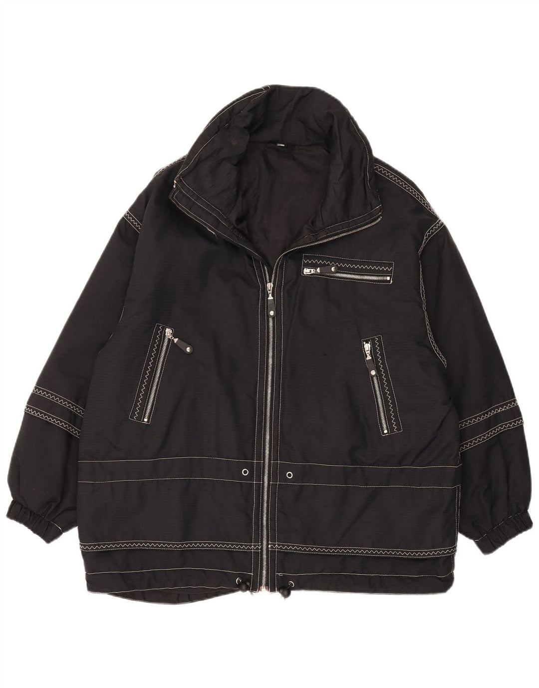 Jachetă vintage oversized Windbreaker pentru femei IT 44 Medium Black Poliamidă