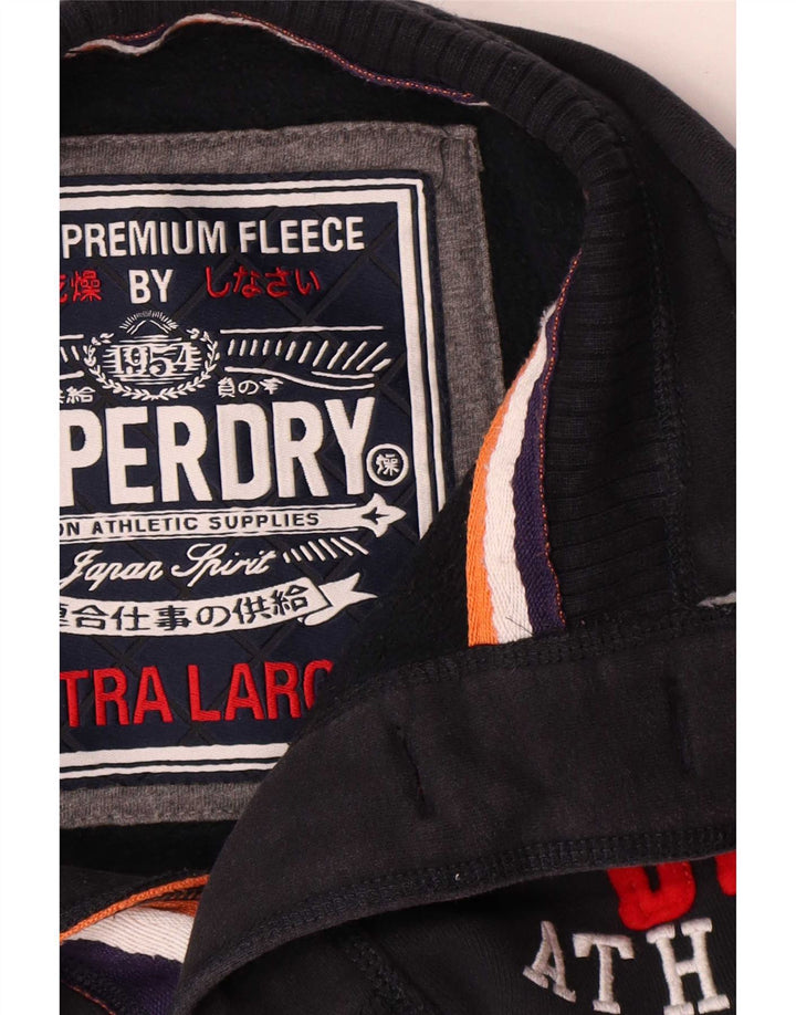 Pulover pentru bărbați Superdry, cu grafic, cu gât cu nasturi, XL, bumbac bleumarin