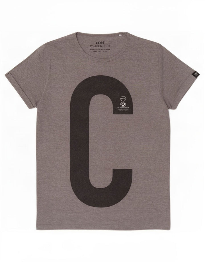 Tricou Jack & Jones Core Graphic pentru bărbați Top mare din poliester gri
