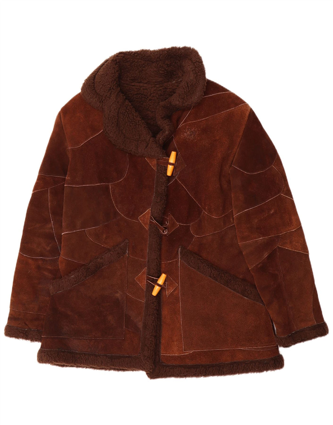 Jachetă din shearling pentru femei VINTAGE UK 14 maro mediu