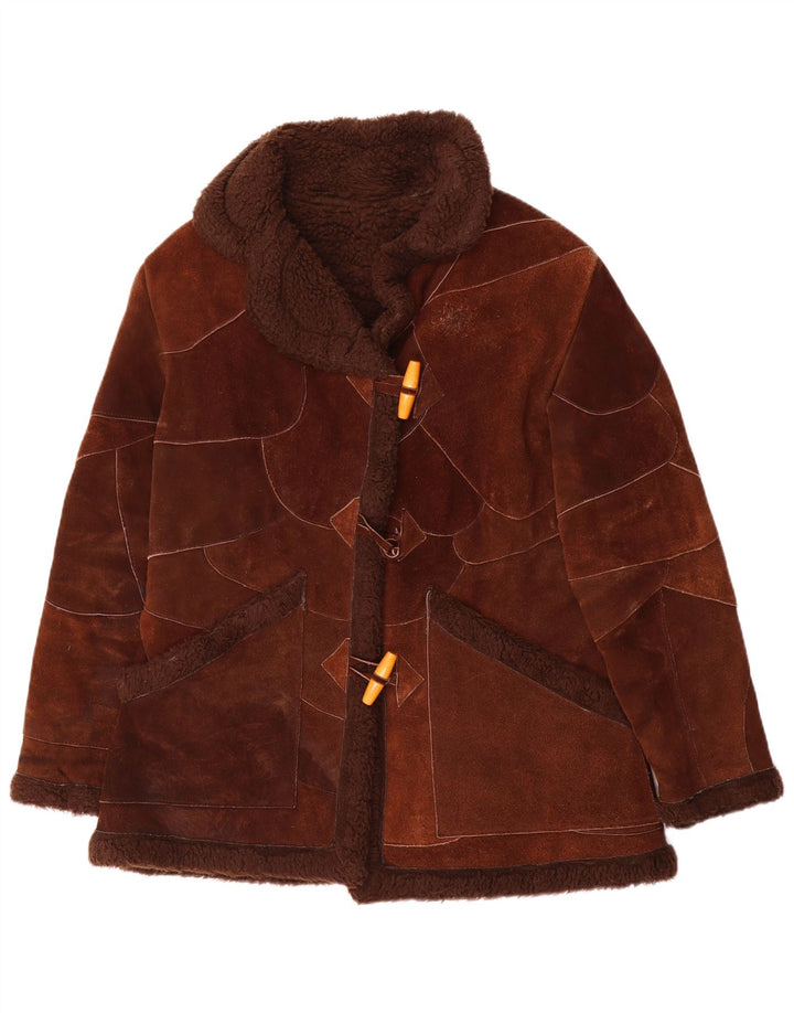 Jachetă din shearling pentru femei VINTAGE UK 14 maro mediu