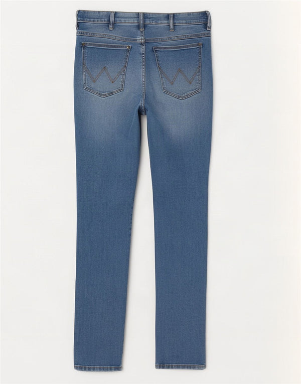 Blugi skinny Distressed Wrangler W31 L30, bumbac albastru