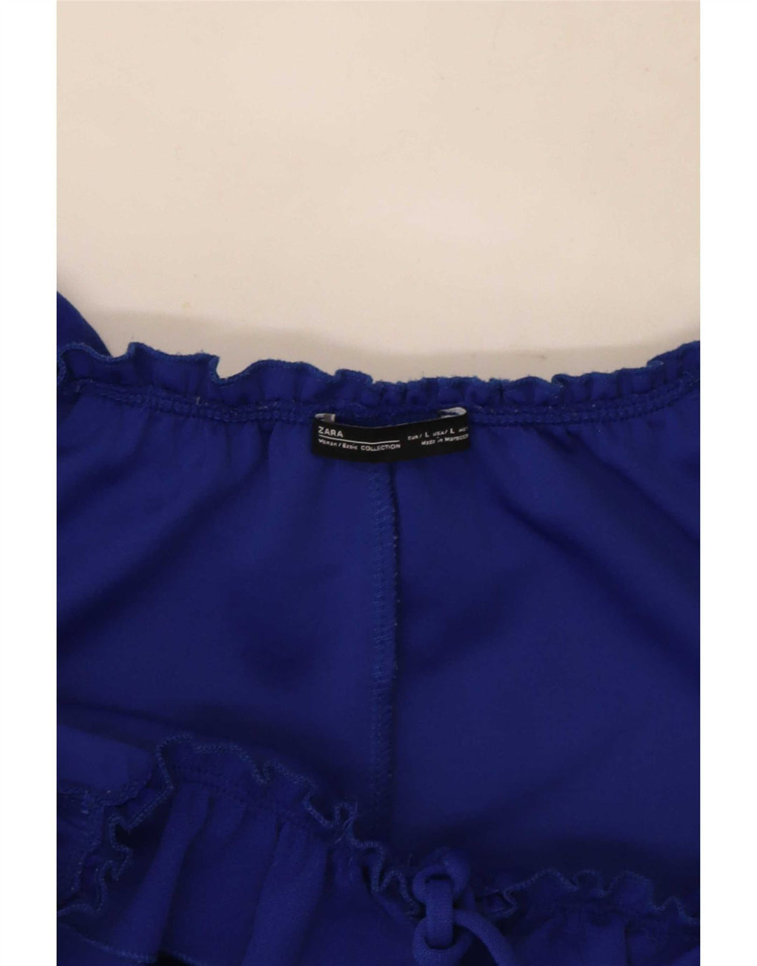 Rochie pentru femei Zara cu umăr dezactivat cu volane UK 14, mare, albastră